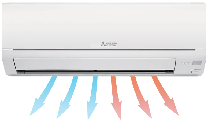 aircon with air flow hot and cold image